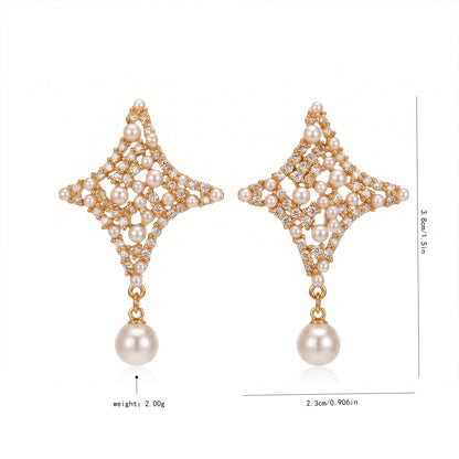 Zircon Pearl Stud Earrings