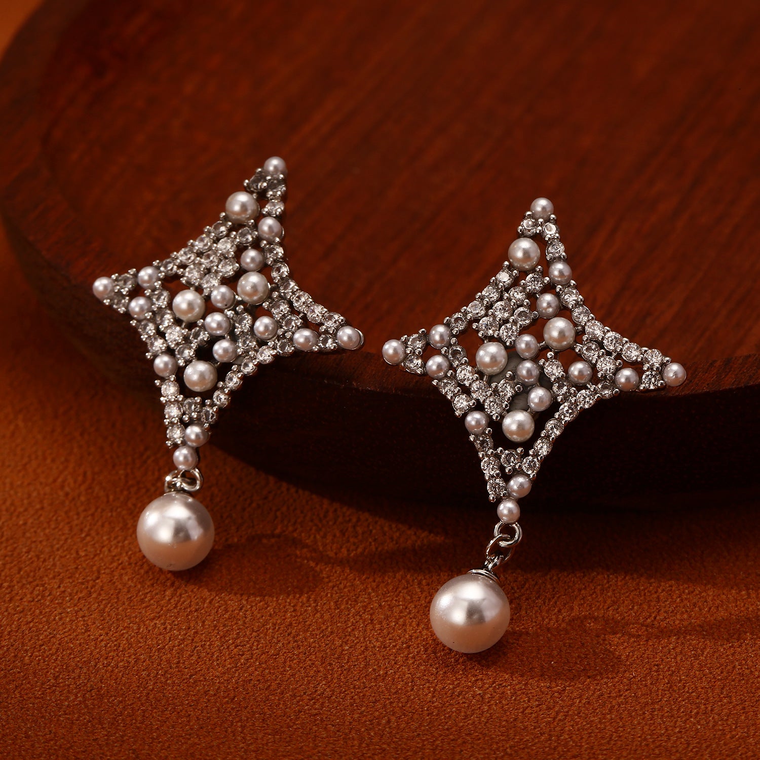 Zircon Pearl Stud Earrings