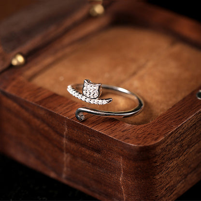 Zirconia Cat Tail Adjustable Ring