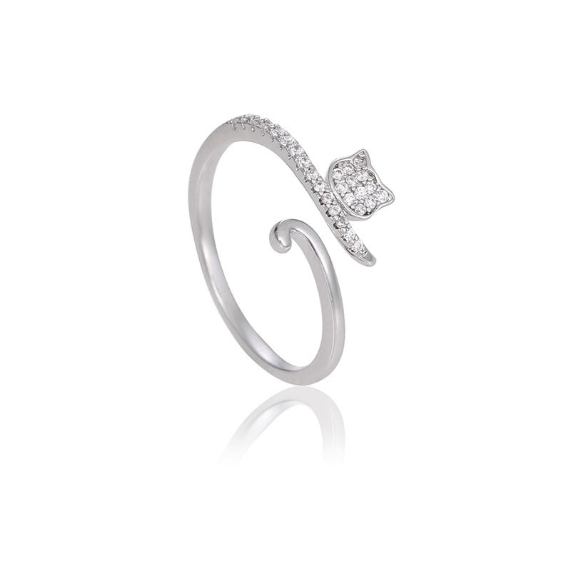 Zirconia Cat Tail Adjustable Ring