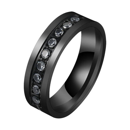 Zirconia diamond set stainless steel ring