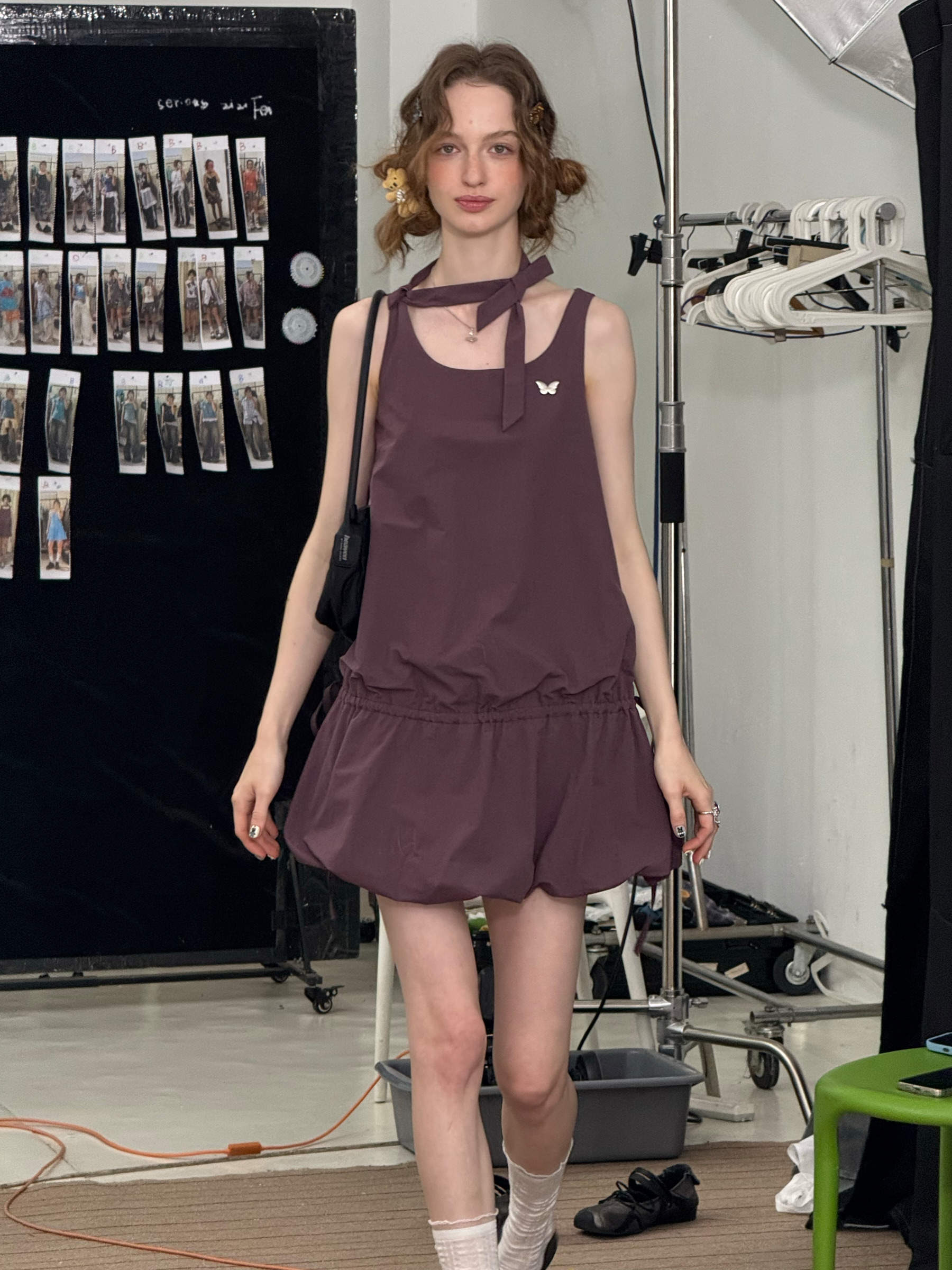 Zizifei Summer Retro Lace-Up Floral Hem Camisole Dress